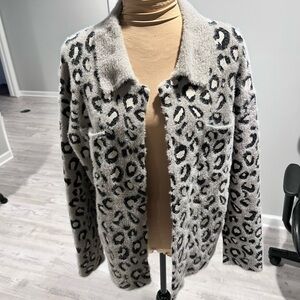 Rachel Zoe Gray Leopard Teddy Jacket
